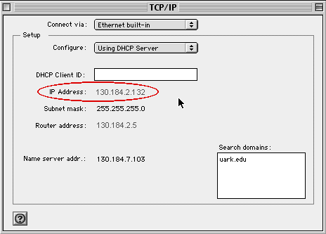 TCP/IP panel